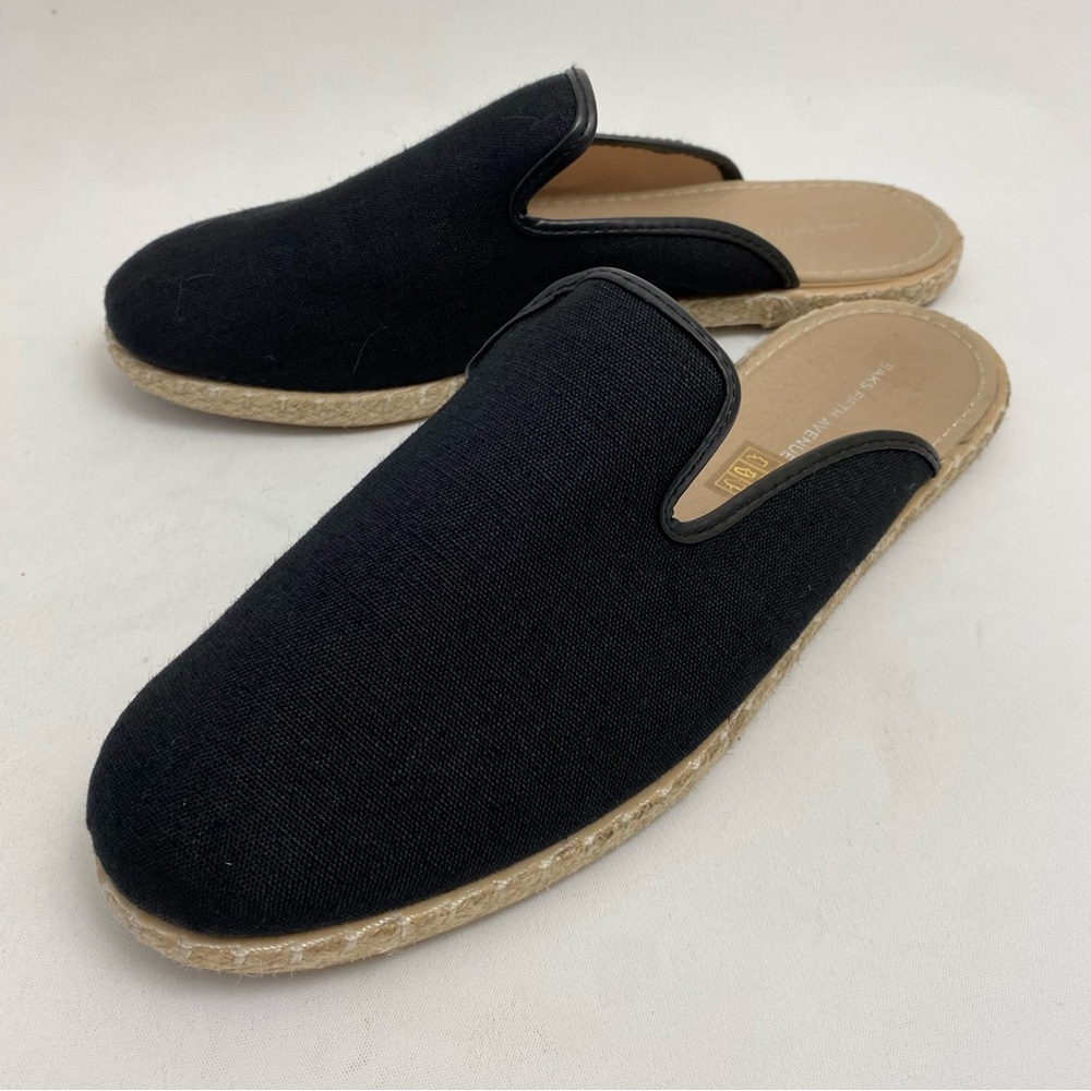 Saks Fifth Avenue Black Espadrilles Alpargatas 8.5 Womens Slip On Casual Shoes